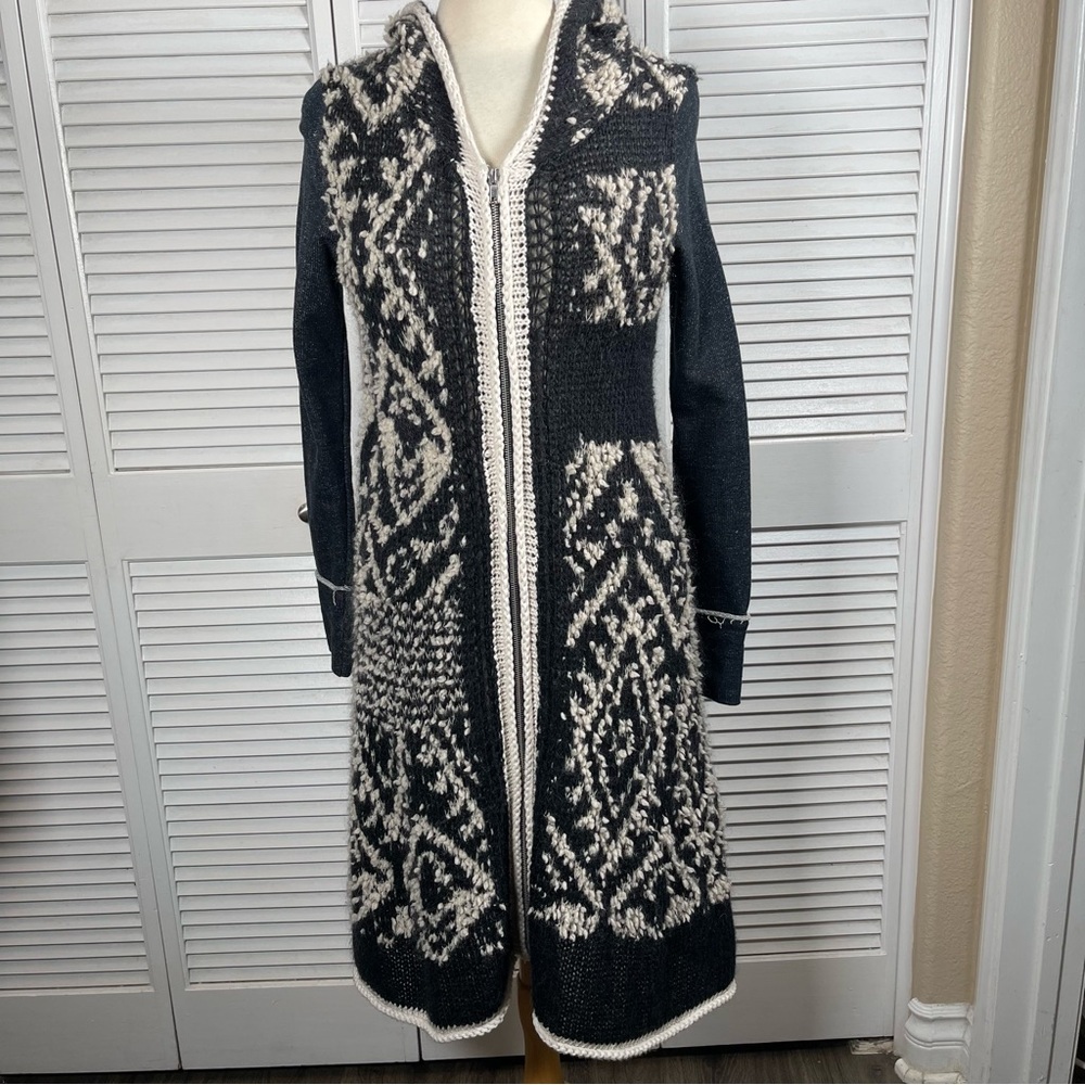 Free People White Moon Hooded Duster Cardigan Sweater Coat XS Boho Chic